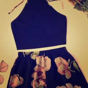 A two piece beautiful halter top set